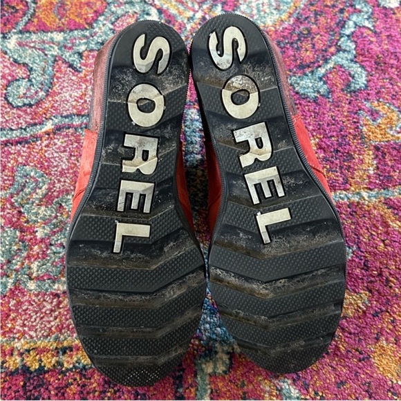 Sorel | Women's Red/Brown/Black Suede Joan A Wedge II Pull On Ankle Boots Sz 8.5 - Picture 13 of 14